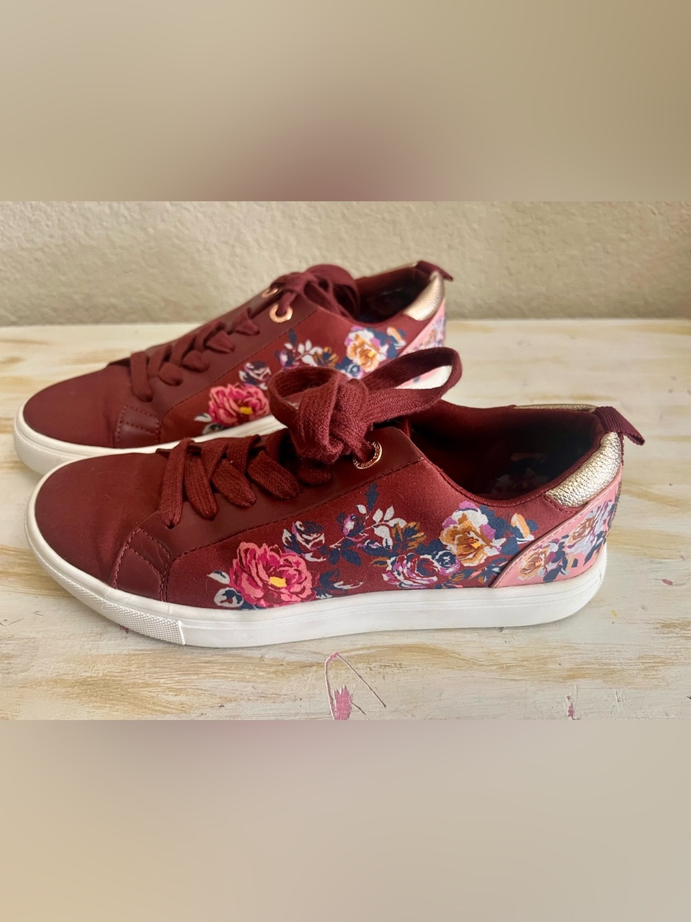Matilda Jane “Run Around Town“ Burgundy Floral Sneakers